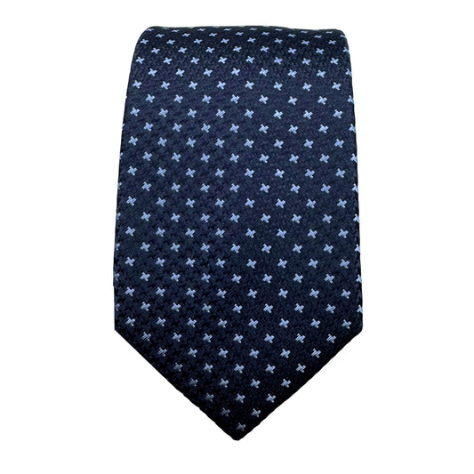 JAS272T-1 JAMES ADELIN Mens Luxury Silk Neck Tie Textured Houndstooth Motif Weave Design in Navy