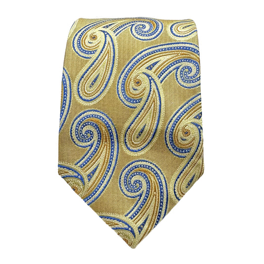 JAS277T-1 JAMES ADELIN Mens Luxury Silk Neck Tie Paisley Weave Design in Soft Gold