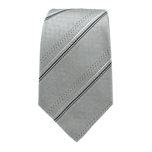 JAS280T-1 JAMES ADELIN Mens Luxury Silk Neck Tie Subtle Striped Weave Design in Silver