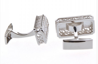 CU-153550 JAMES ADELIN Silver Crystal Hellenic Cuff Links