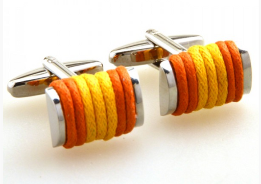 CU-153147 JAMES ADELIN Silver, Orange and Gold Roped Cuff Links