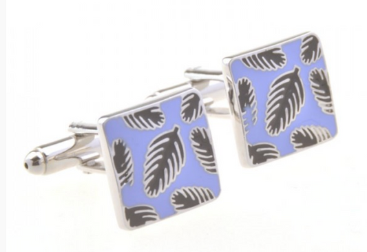 CU-153895 JAMES ADELIN Silver, Lilac and Black Palm Enamel Cuff Links