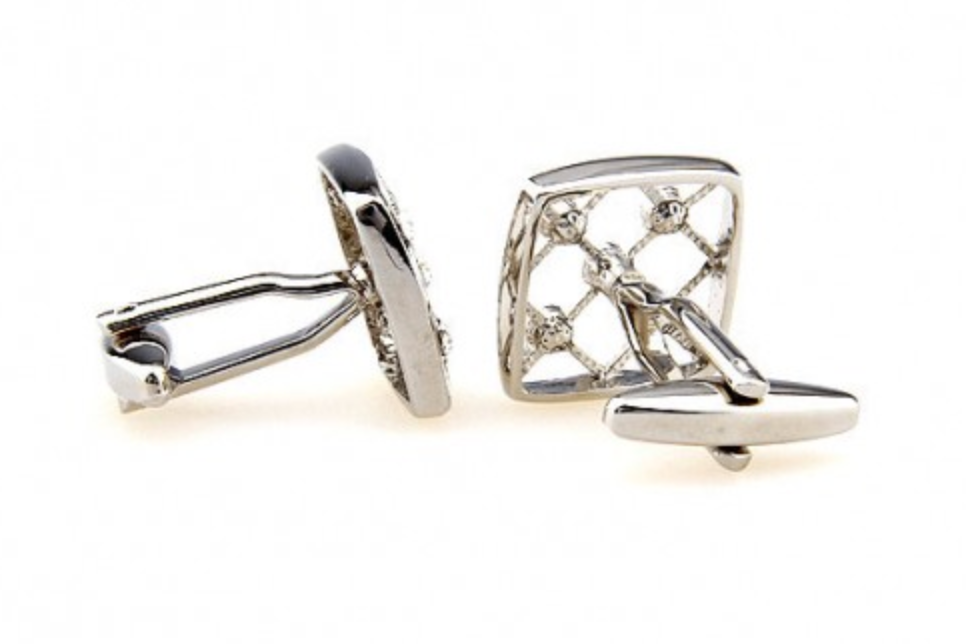 CU-161499 JAMES ADELIN Silver Crystal Hollow Cuff Links