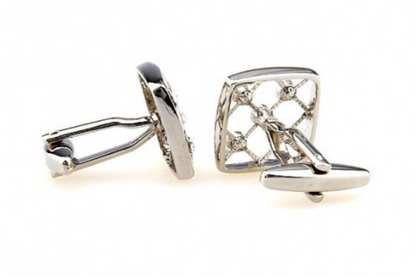 CU-161499 JAMES ADELIN Silver Crystal Hollow Cuff Links