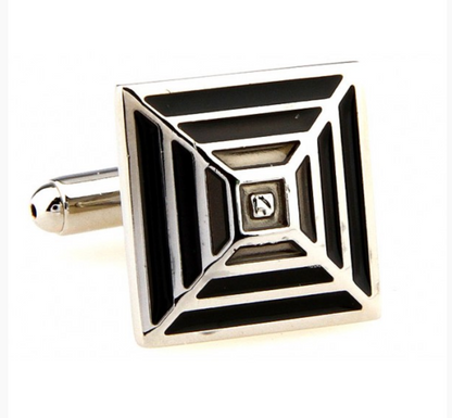 CU-162247 JAMES ADELIN Silver Black and Grey Pyramid Cuff Links