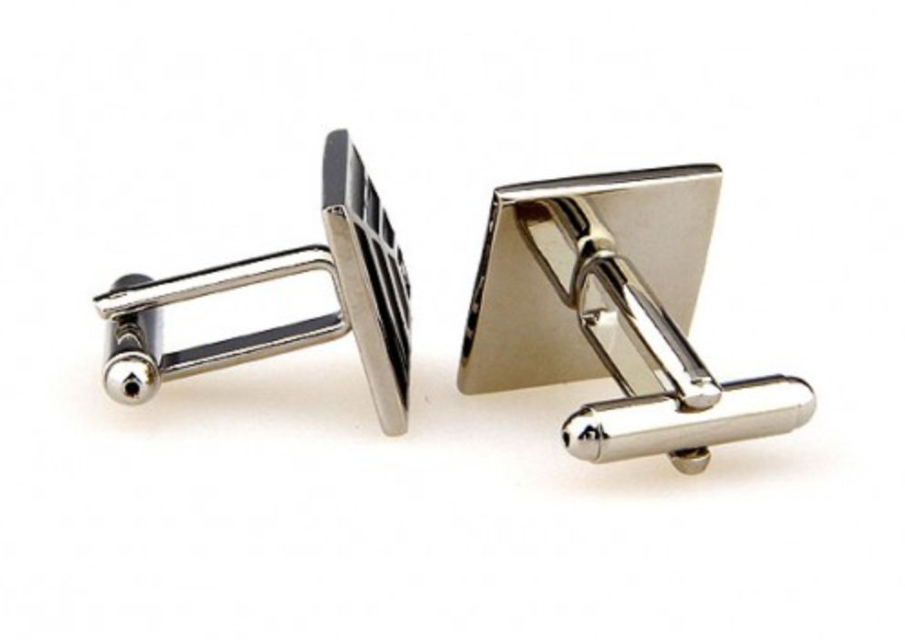 CU-162247 JAMES ADELIN Silver Black and Grey Pyramid Cuff Links