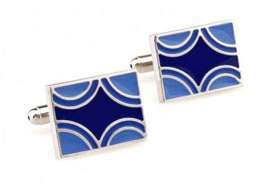 CU-167367 JAMES ADELIN Silver and Blue Rectangle Cuff Links