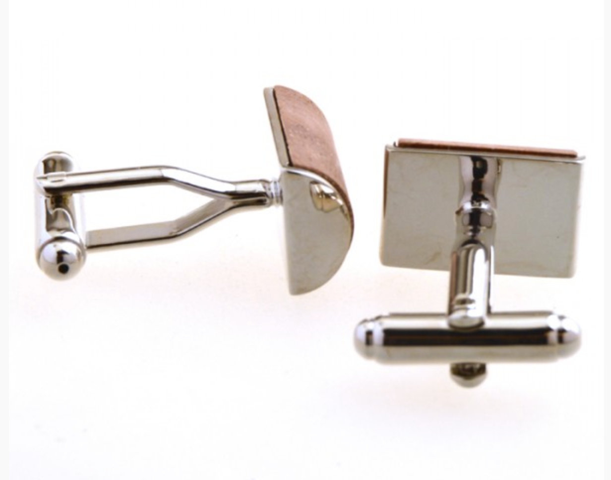 CU-153177 JAMES ADELIN Silver and Brown Curved Cuff Links