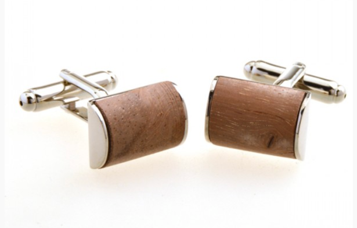 CU-153177 JAMES ADELIN Silver and Brown Curved Cuff Links