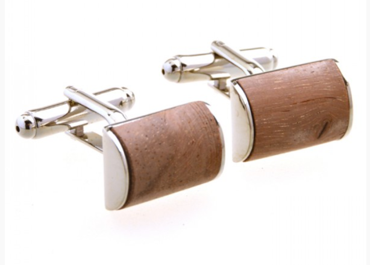 CU-153177 JAMES ADELIN Silver and Brown Curved Cuff Links