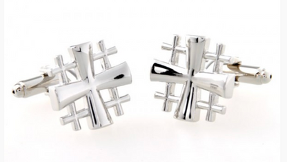 CU-21526171 JAMES ADELIN Silver Multi Cross Cuff Links