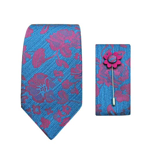 JACOMBO226050 JAMES ADELIN Luxury Textured Floral 7.5cm Width Tie/Pocket Square/Lapel Pin Combo Set