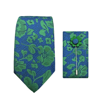 JACOMBO226050 JAMES ADELIN Luxury Textured Floral 7.5cm Width Tie/Pocket Square/Lapel Pin Combo Set