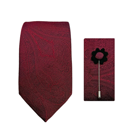 JACOMBO227090 JAMES ADELIN Luxury Textured Paisley Weave 7.5cm Width Tie/Pocket Square/Lapel Pin Combo Sets