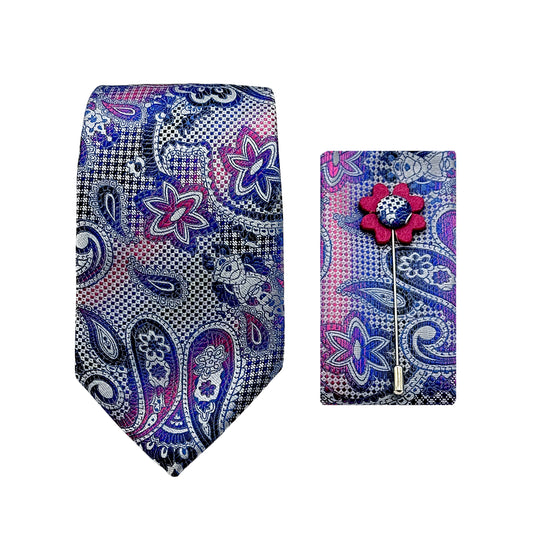 JACOMBO227120 JAMES ADELIN Luxury Textured Paisley Weave 7.5cm Width Tie/Pocket Square/Lapel Pin Combo Sets