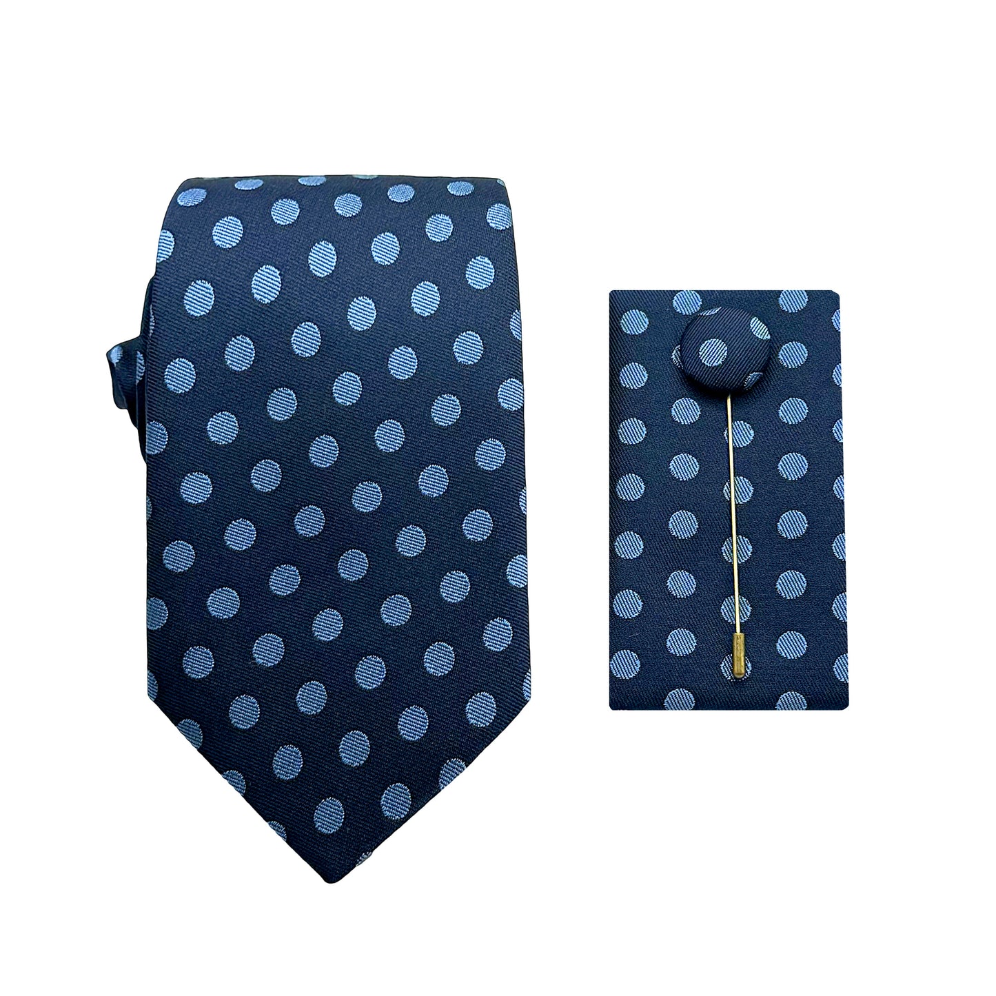 JACOMBO245010 JAMES ADELIN Luxury Textured Polka Dot Weave 7.5cm Width Tie/Pocket Square/Lapel Pin Combo Set