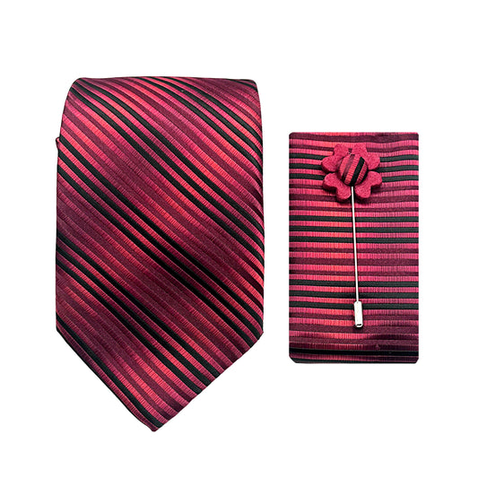 JACOMBO223090 JAMES ADELIN Luxury Striped 7.5cm Width Tie/Pocket Square/Lapel Pin Combo Set