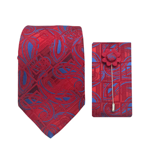 JACOMBO223130 JAMES ADELIN Luxury Textured Check Paisley 7.5cm Width Tie/Pocket Square/Lapel Pin Combo Set