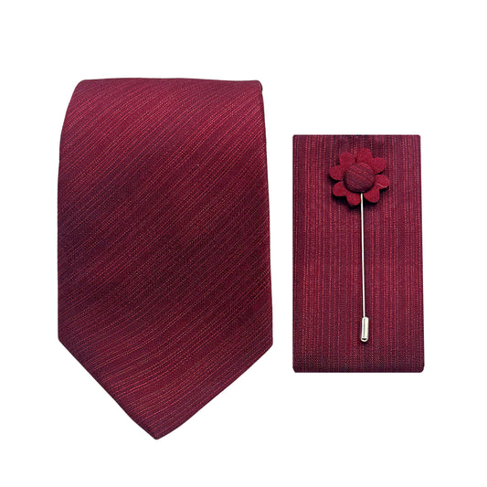 JACOMBO223140 JAMES ADELIN Luxury Textured Subtle Diagonal Striped 7.5cm Width Tie/Pocket Square/Lapel Pin Combo Set