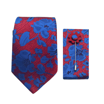 JACOMBO226050 JAMES ADELIN Luxury Textured Floral 7.5cm Width Tie/Pocket Square/Lapel Pin Combo Set