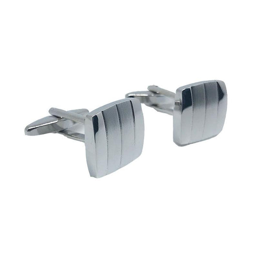 CU-32064 JAMES ADELIN Silver Square Rounded Stripe Cuff Links