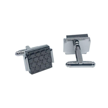 CU-32067 JAMES ADELIN Silver and Charcoal Circular Insert Cuff Links