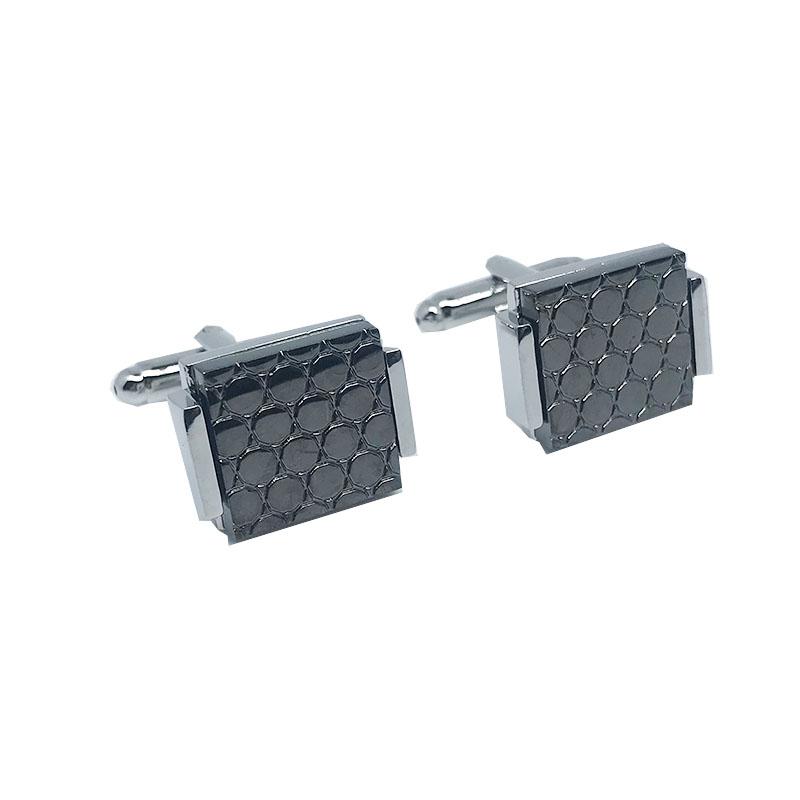 CU-32067 JAMES ADELIN Silver and Charcoal Circular Insert Cuff Links