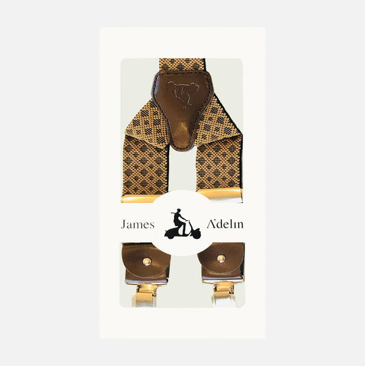 BR010 James Adelin Mens Suspenders in Gold and Navy Argyle Weave