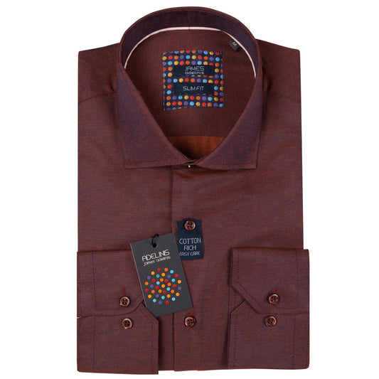 04/08 Rust JAMES ADELIN Oxford Weave Long Sleeve Shirt in Rust