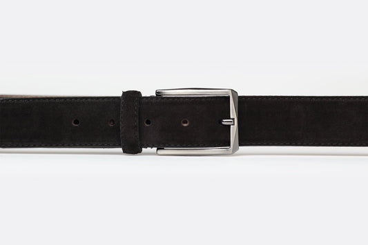 James Adelin Mens Leather Belt Black Plain