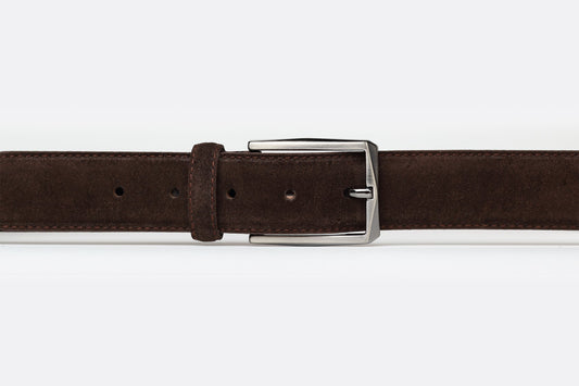 James Adelin Mens Leather Belt Brown Plain Suede Leather