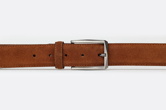 James Adelin Mens Leather Belt Tan Plain Suede