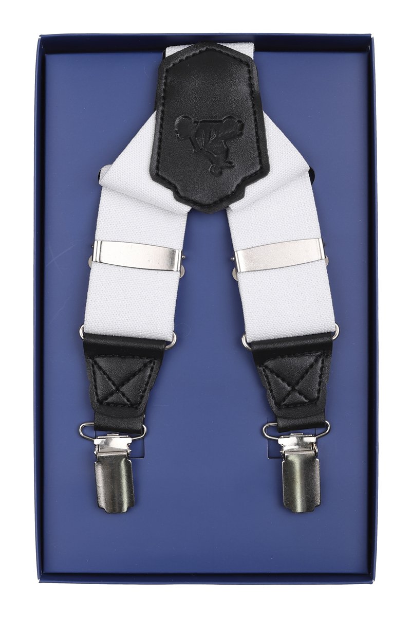 James Adelin Mens White Suspenders