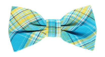 JA128P-1 JAMES ADELIN Pocket Square, Flower and Bow Tie Combo in Turquoise Check