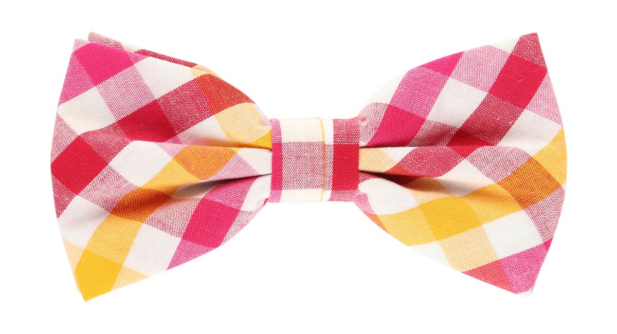 JA2666P-3 JAMES ADELIN Pocket Square, Flower and Bow Tie Combo in Magenta, Gold and White Check