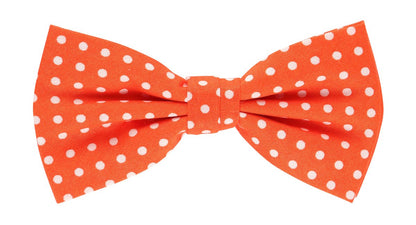 JA73P-14 JAMES ADELIN Pocket Square, Flower and Bow Tie Combo in Orange and White Polka Dot