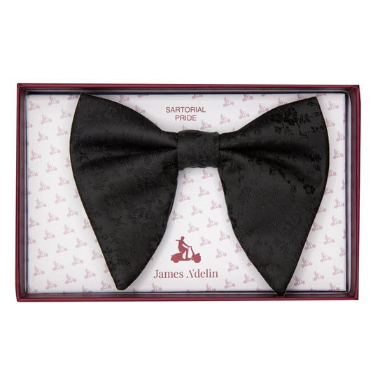 JAFLORALBB-20 JAMES ADELIN Luxury Floral (Tom Ford Style) Butterfly Pre Tied Bow Tie in Black