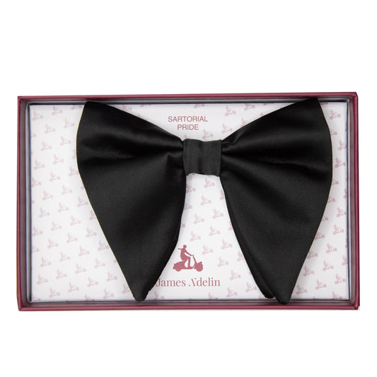 JASATINBB-18 JAMES ADELIN Luxury Satin Weave (Tom Ford Style) Butterfly Pre Tied Bow Tie in Black