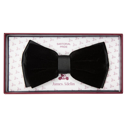 JAVELVETB-1 JAMES ADELIN Mens Luxury Velvet and Satin Weave Contrast Bow Tie in Black