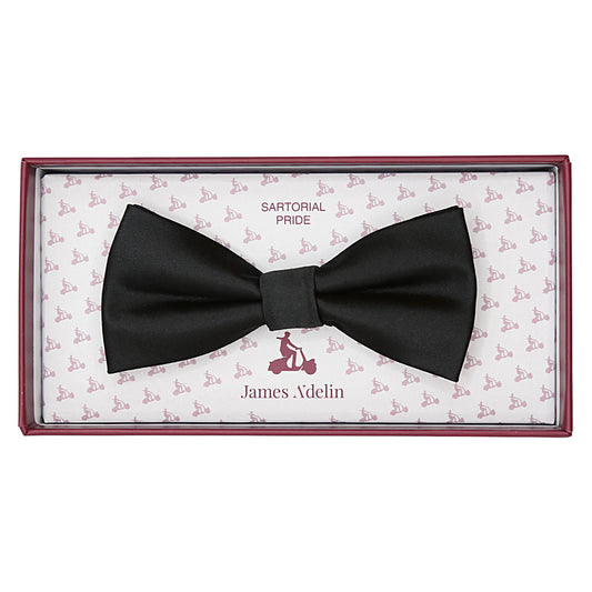 JASATINSLIMB-18 JAMES ADELIN Luxury Satin Weave Skinny Pre Tied Bow Tie in Black