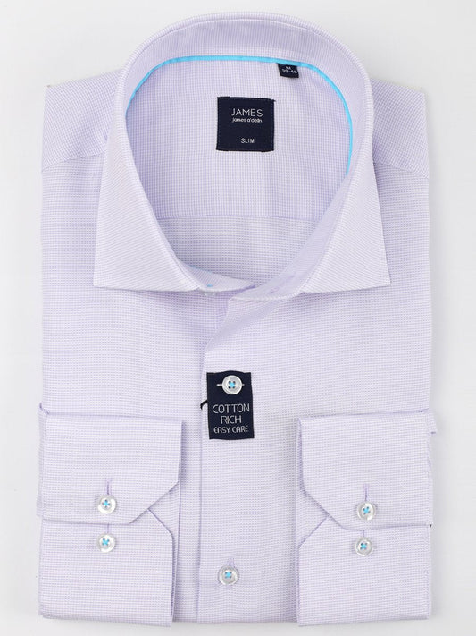 mens long sleeve business shirt in lilac textured cotton