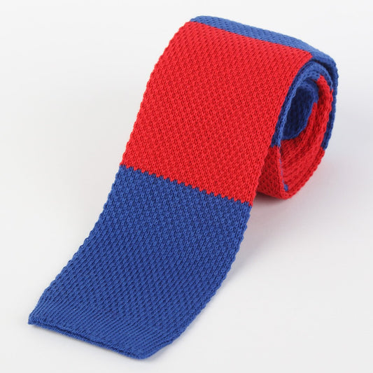 IT1114T JACQUES MONCLEEF Mens Italian Block Stripe Cotton Knitted Weave Neck Ties