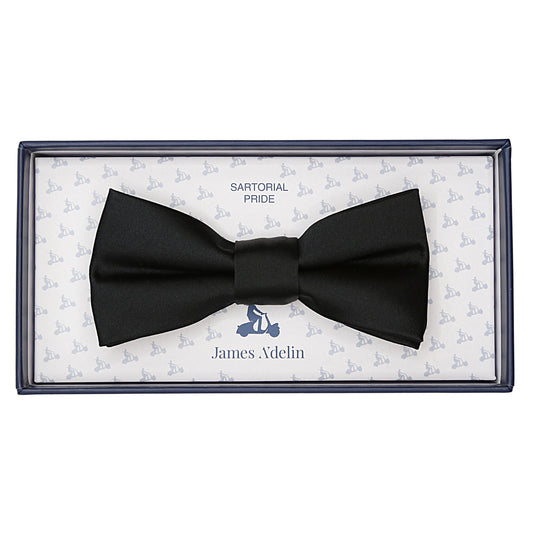 M19548SLIMB-1 JAMES ADELIN Mens Luxury Silk Satin weave Skinny Pre Tied Bow Tie in Black