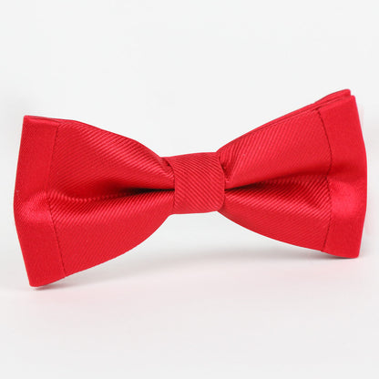 James Adelin Luxury Pure Silk Twill Weave/Satin Edge Slim Bow Tie in Red