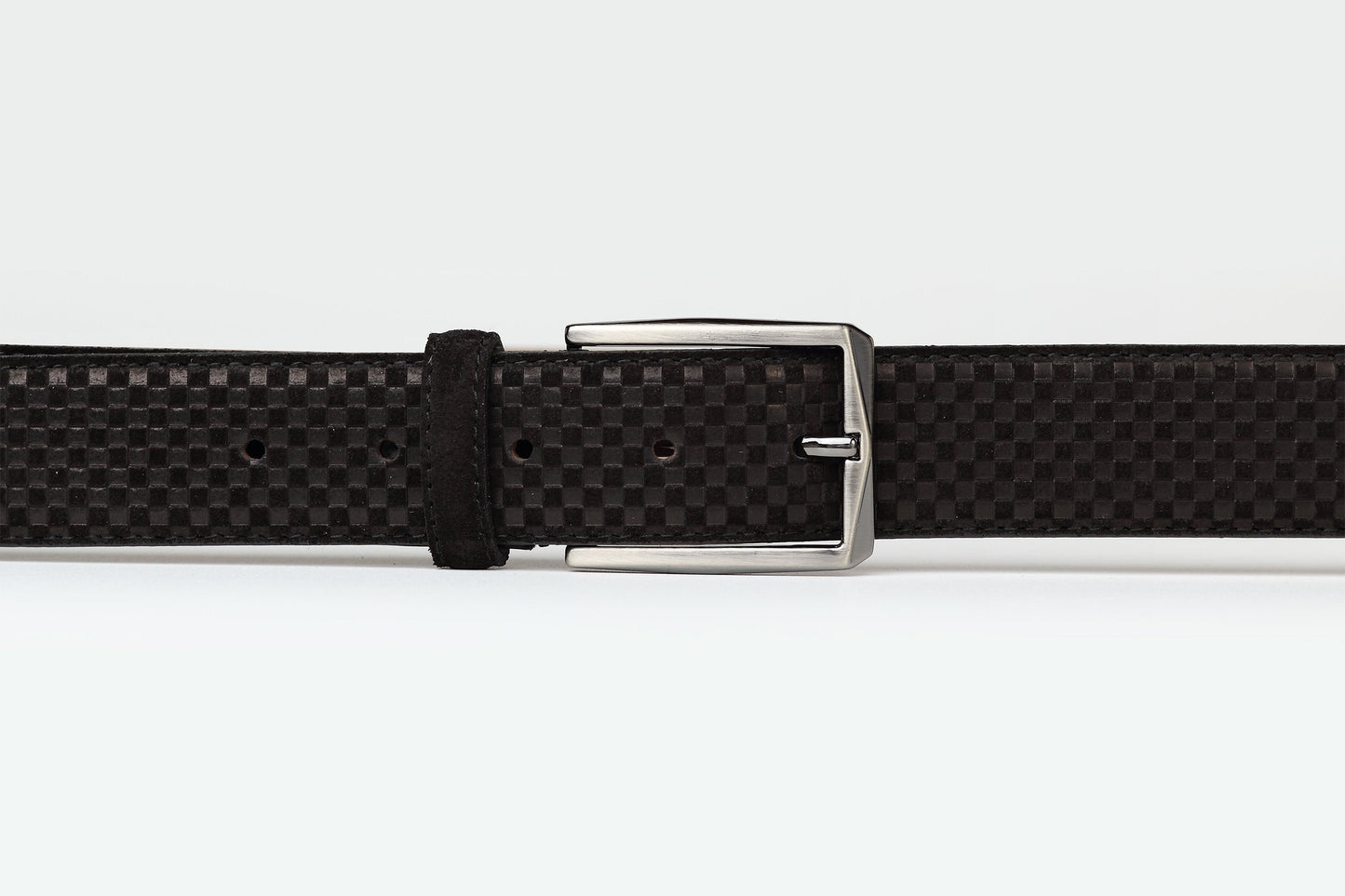 james adelin mens basket weave black leather belt with gun metal clasp