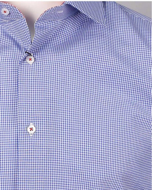 mens long sleeve shirt with blue gingham check